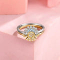 Silver Sun and Moon Couple Ring Set