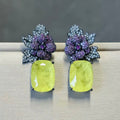 Purple & Gold Floral CZ Dangle Earrings
