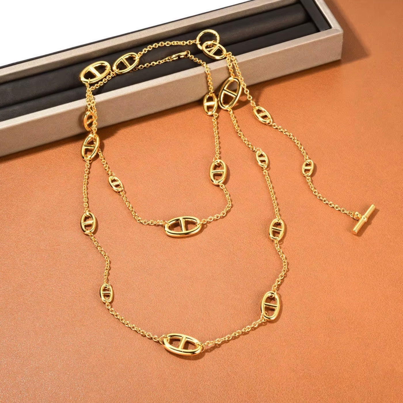 Titanium Steel Pig Nose Long Necklace